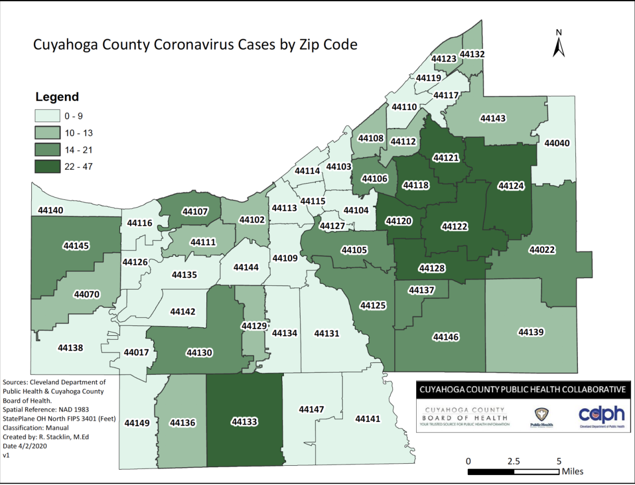 Zip Code Map Cleveland Map Vector